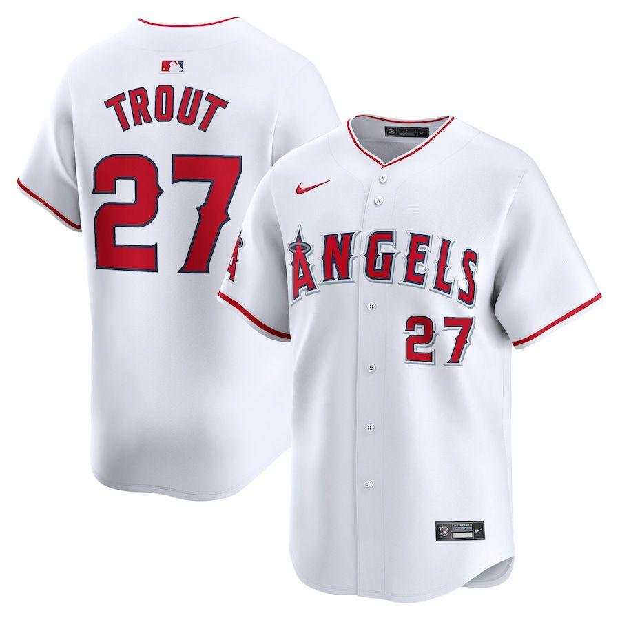 Men Los Angeles Angels #27 Mike Trout Nike White Home Limited Player MLB Jersey